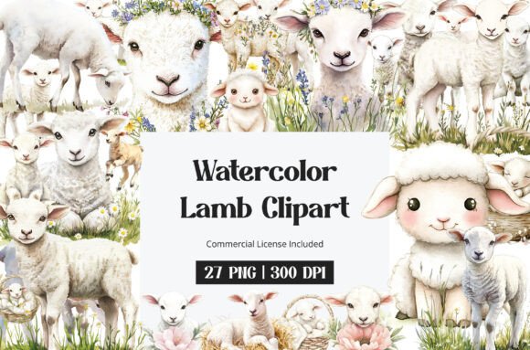 Download Watercolor Lamb Clipart - Watercolor lamb clipart Collection